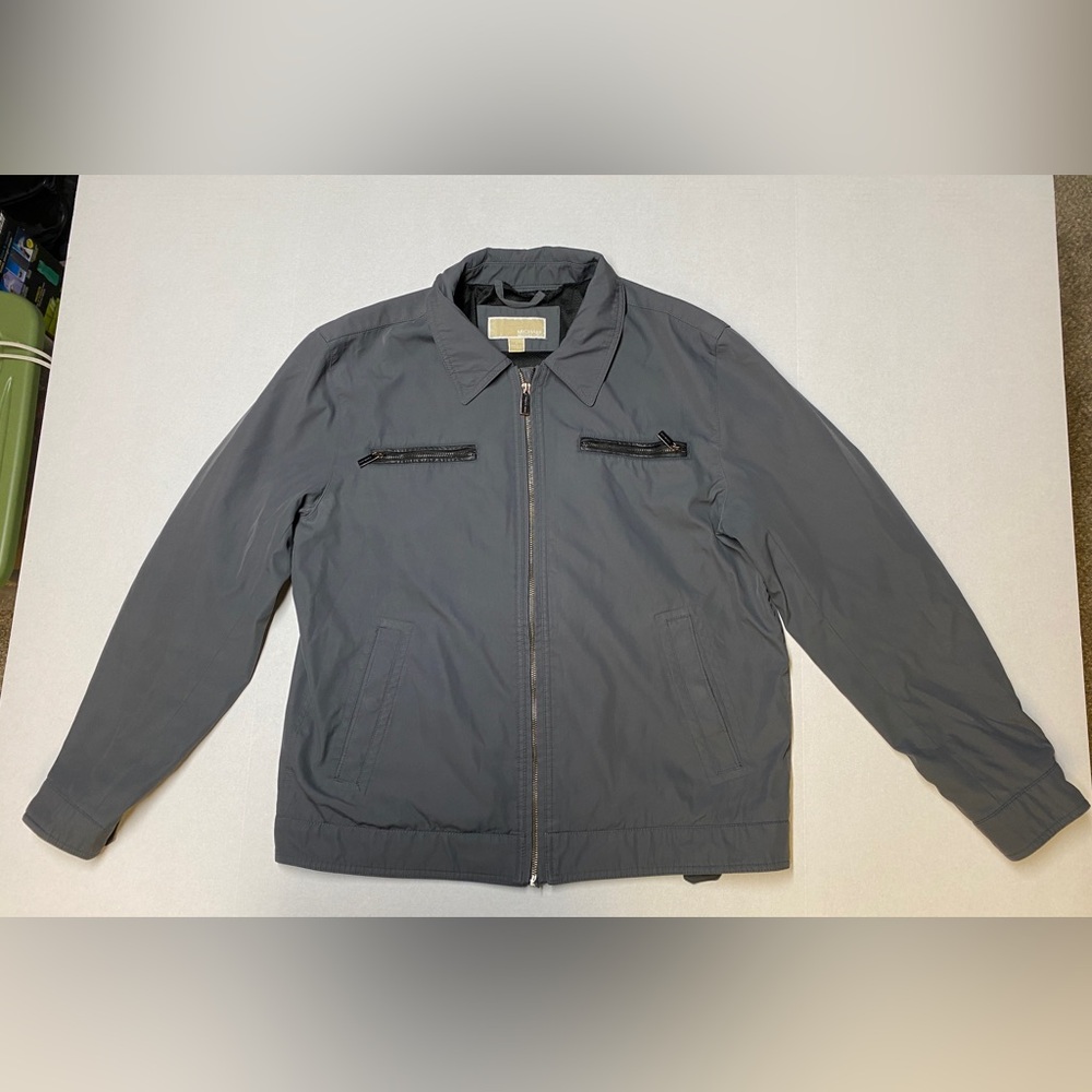 Michael Kors Large Charcoal Grey Leather‎ Trim Mens Jacket